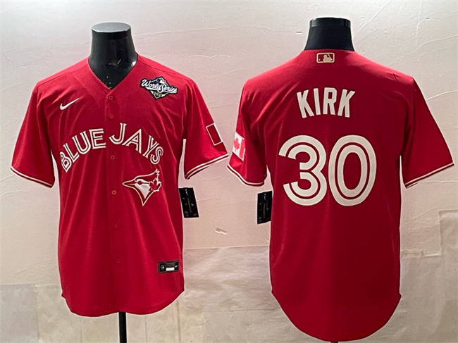 Men's Red Toronto Blue Jays #30 Alejandro Kirk 2025 World Series Cool Base Stitched Baseball Jersey
